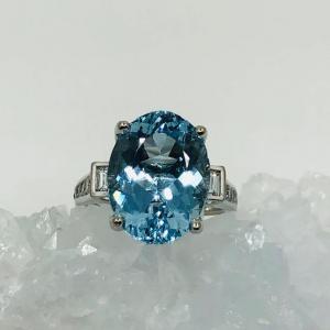 Aquamarine & Diamond Ring  SOLD