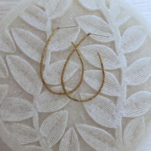Carved Hammered Bronze Hoop Earrings