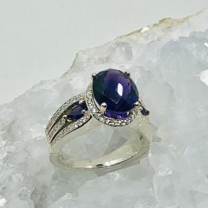 Checkerboard Amethyst & Swarovski Crystals