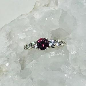Rhodolite Garnet 5 Stone & Swarovski CZ Ring