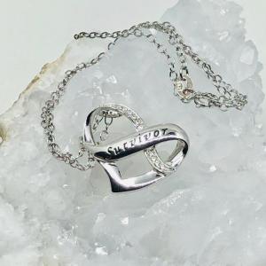 Survivor  Heart/Ribbon CZ Necklace
