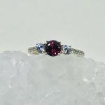 Rhodolite Garnet 3 Stone & Swarovski CZ Ring