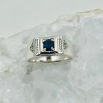 Blue Sapphire & CZ Mens Ring SOLD